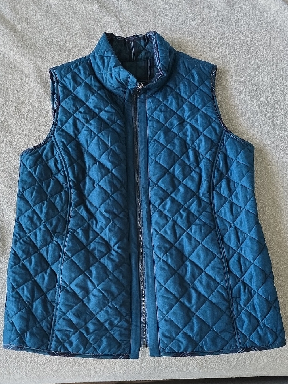 Chico's Reversible Teal /Tartan Vest - M/L